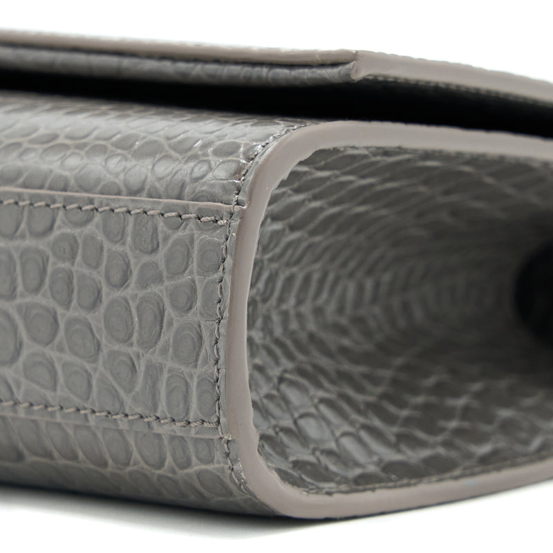 Saint Laurent Kate Bag Croc Embossed-Calfskin Grey SHW
