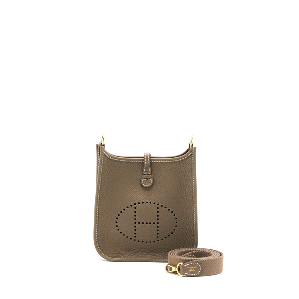 Hermes Mini Evelyne Clemence Etoupe GHW Stamp Z