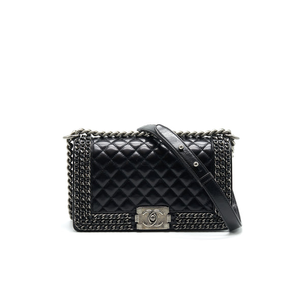 Chanel Old Medium Leboy Bag with Chain Edge Black