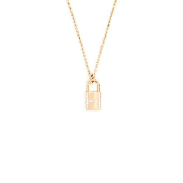 Hermes Amulettes Cadenas Pendant Rose Gold with Diamonds