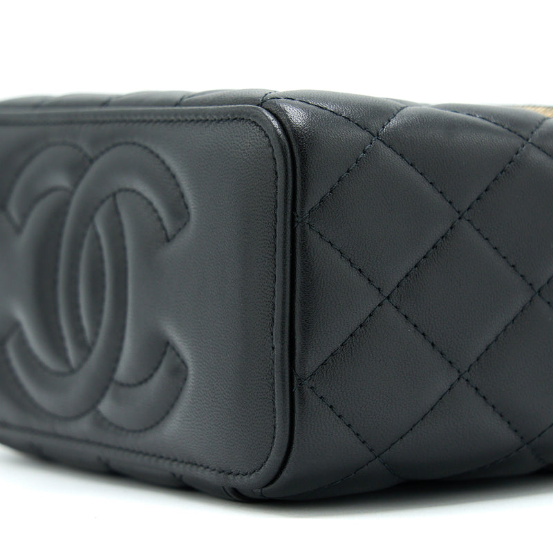 Chanel Pearl Crush Long Vanity With Chain Lambskin Black GHW