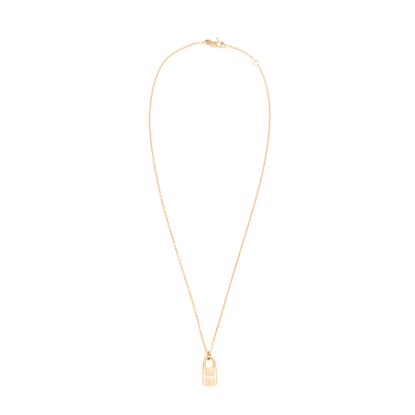 Hermes Amulettes Cadenas Pendant Rose Gold with Diamonds
