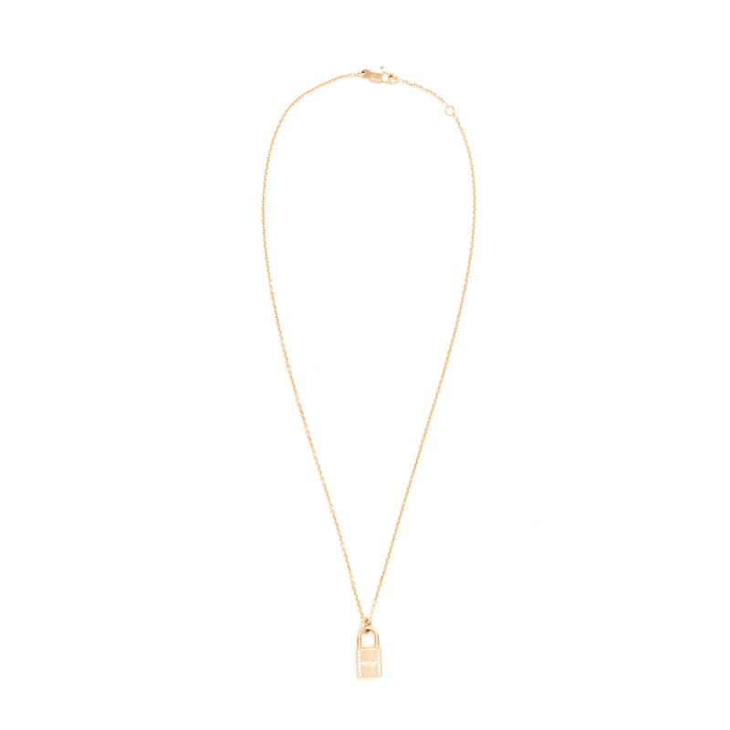 Hermes Amulettes Cadenas Pendant Rose Gold with Diamonds