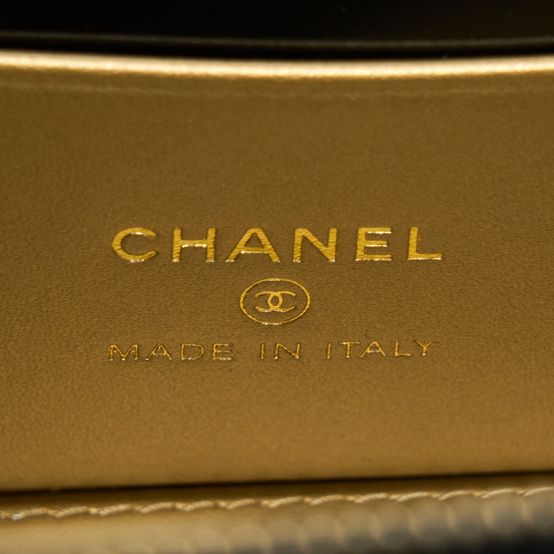 Chanel Pearl Crush Long Vanity With Chain Lambskin Black GHW