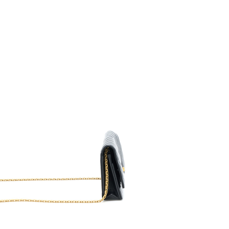 Chanel 2.55 Reissue Wallet On Chain Chevron Aged Calfskin Black Brushed GHW (Microchip)
