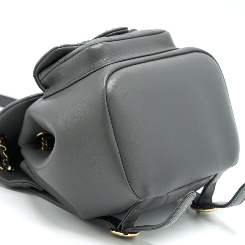 Chanel Mini Duma Backpack Lambskin Grey LGHW (Microchip)