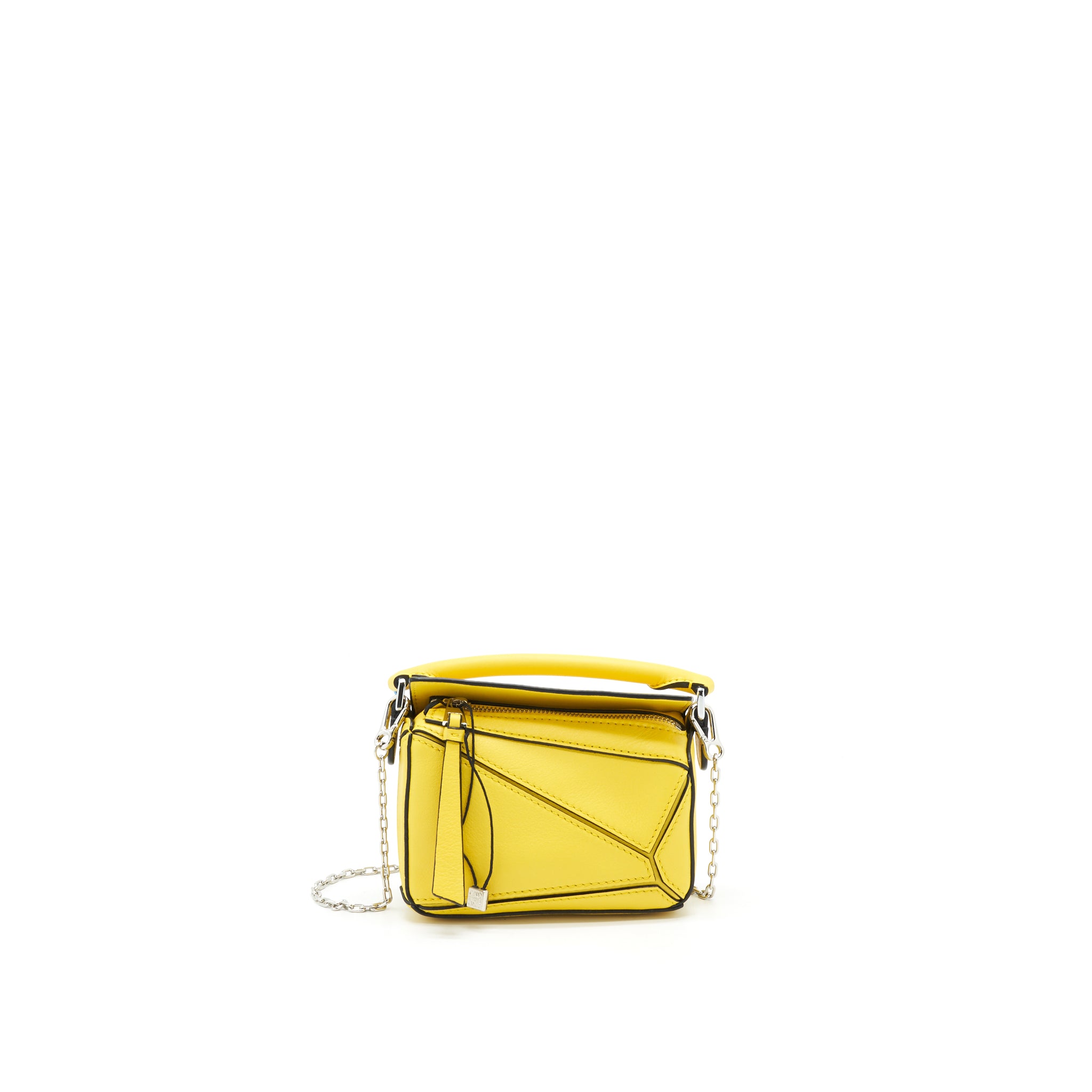 Loewe Nano Puzzle Bag in Classic Calfskin Yellow SHW