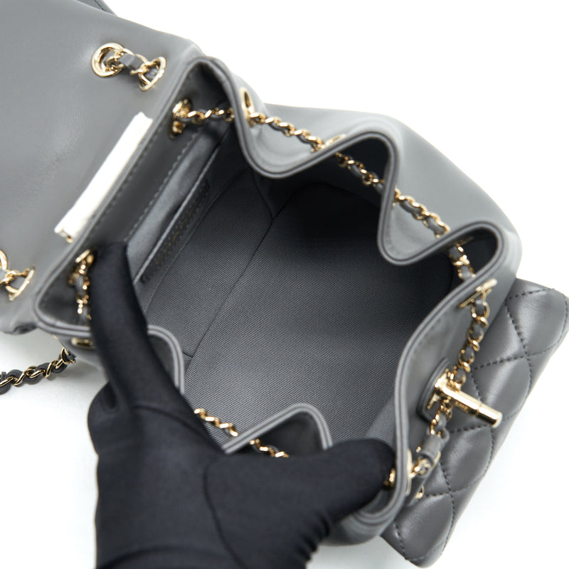 Chanel Mini Duma Backpack Lambskin Grey LGHW (Microchip)