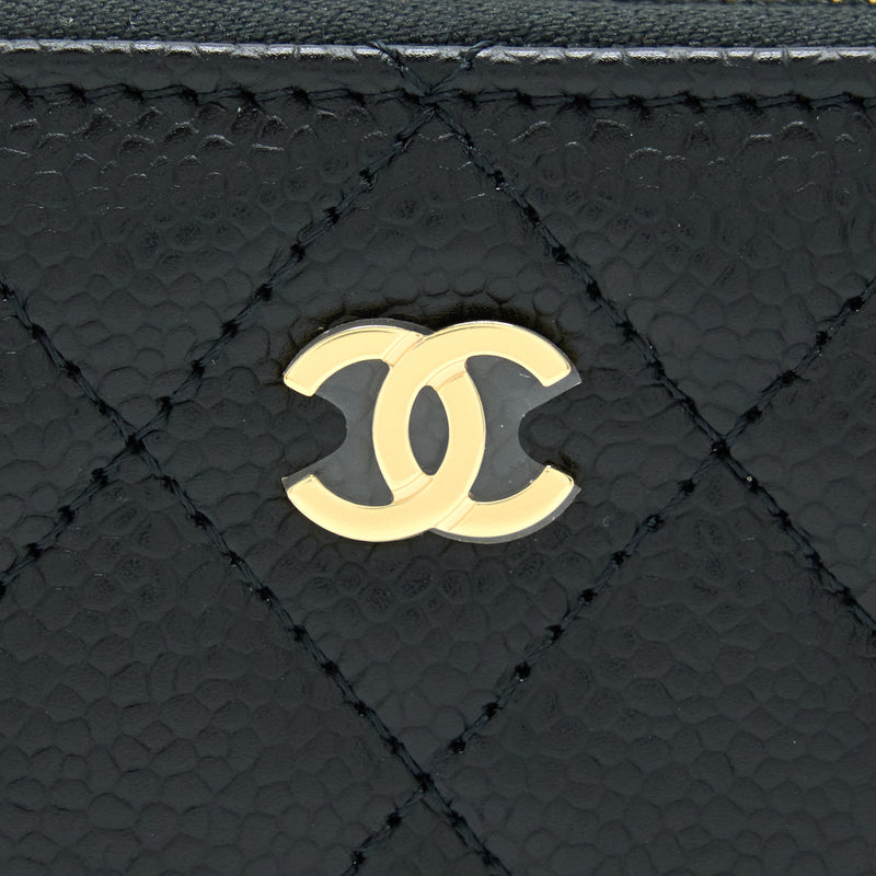 Chanel Zip Small Card Holder Caviar black GHW