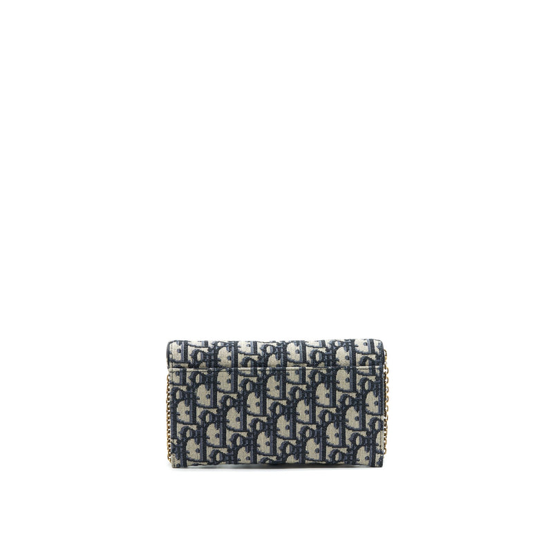 Dior Oblique Jacquard Saddle Wallet With Chain