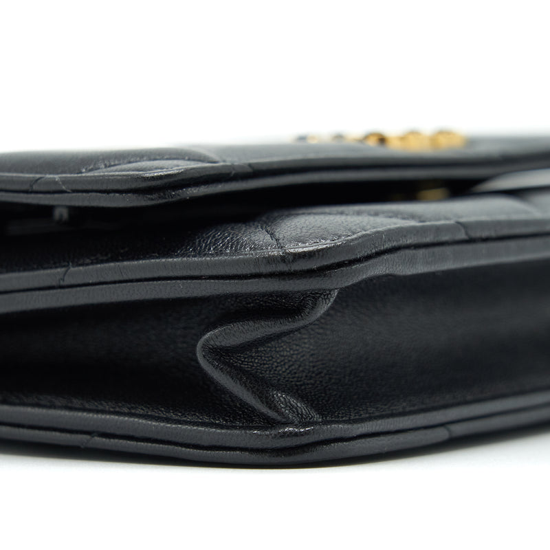 Chanel 19 Wallet On Chain Lambskin Black With Multicolour Hardware (Microchip)