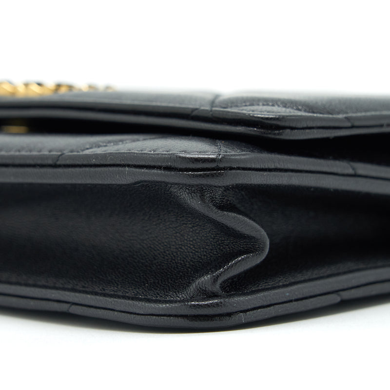 Chanel 19 Wallet On Chain Lambskin Black With Multicolour Hardware (Microchip)
