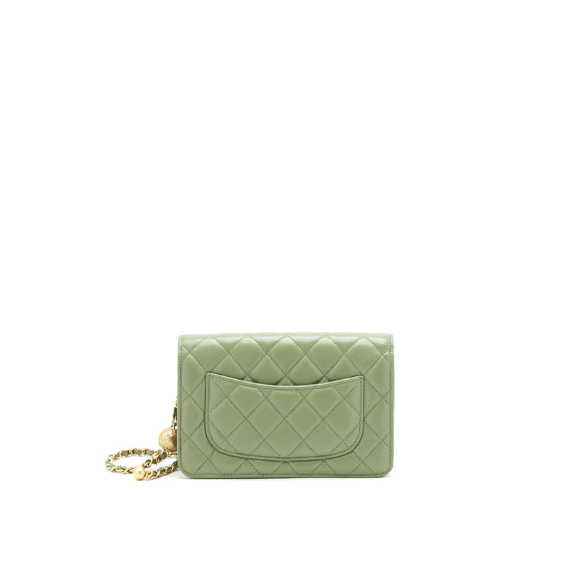 Chanel 21B Green GHW Pearl Crush Wallet On Chain