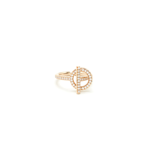 Hermes Size51 Echappee Hermes Ring, Small Model Rose Gold With Diamonds