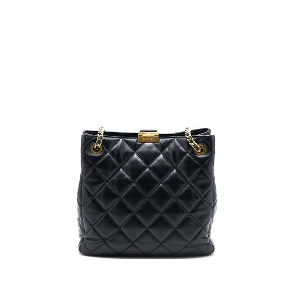 Chanel Seasonal Tote Bag Lambskin Black Brushed GHW(Microchip)