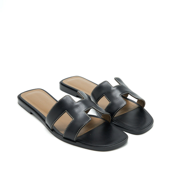 Hermes Size 38.5 Oran Sandal Black Box