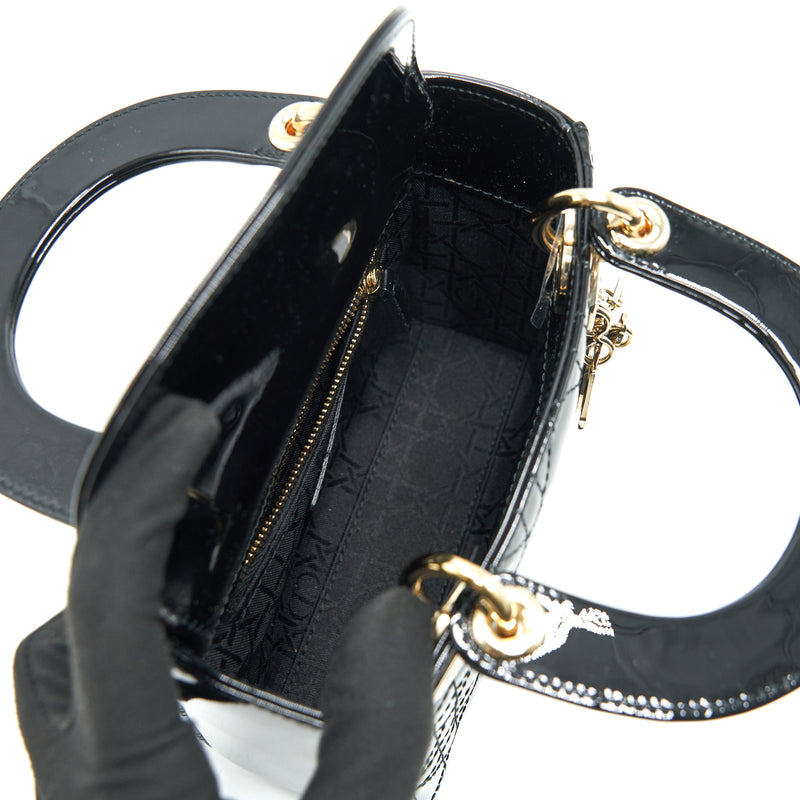 Dior Mini Lady Dior Patent Leather Black with GHW