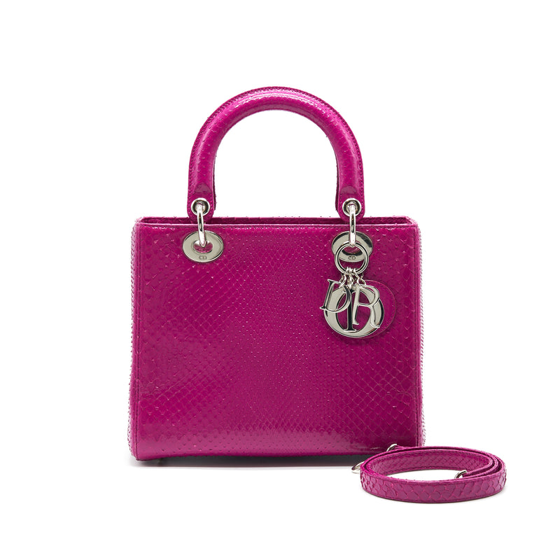 Dior Python Medium Lady Dior Bag Plum Pink SHW