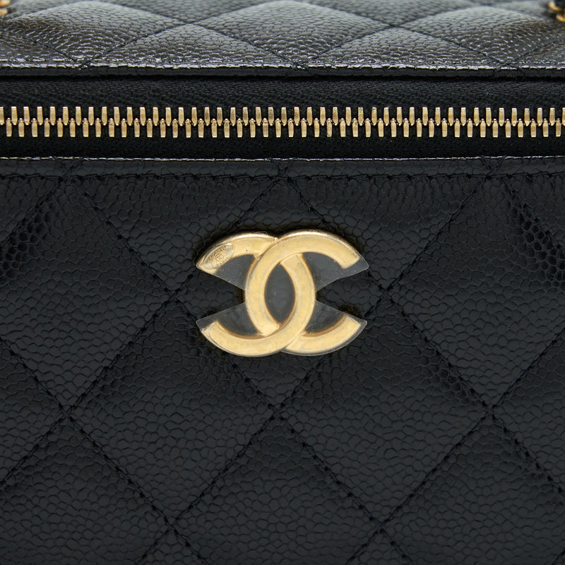 Chanel 22S Letter Top Handle Long Vanity Caviar Black GHW