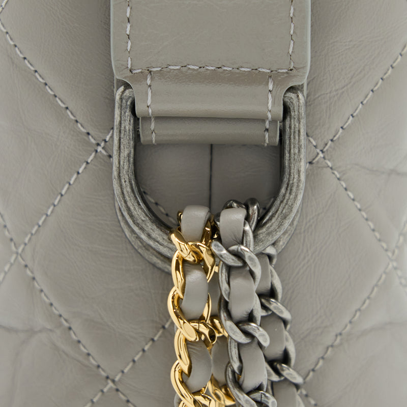 Chanel Large Gabrielle Hobo Bag Aged Calfskin Light Grey Multicoloured Hardware