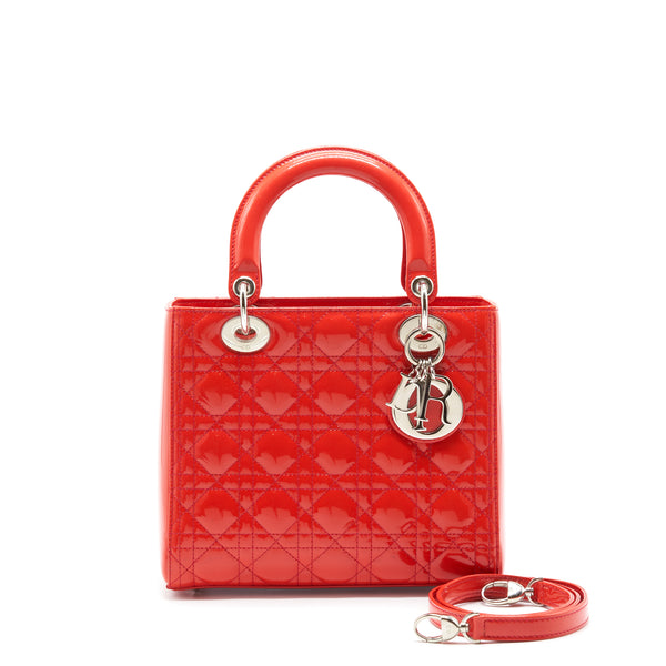 Dior Medium Lady Dior Patent Red SHW