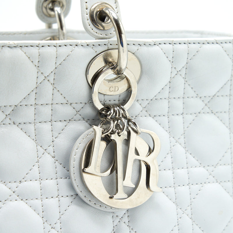 Dior Lady Dior Bag Large in White SHW