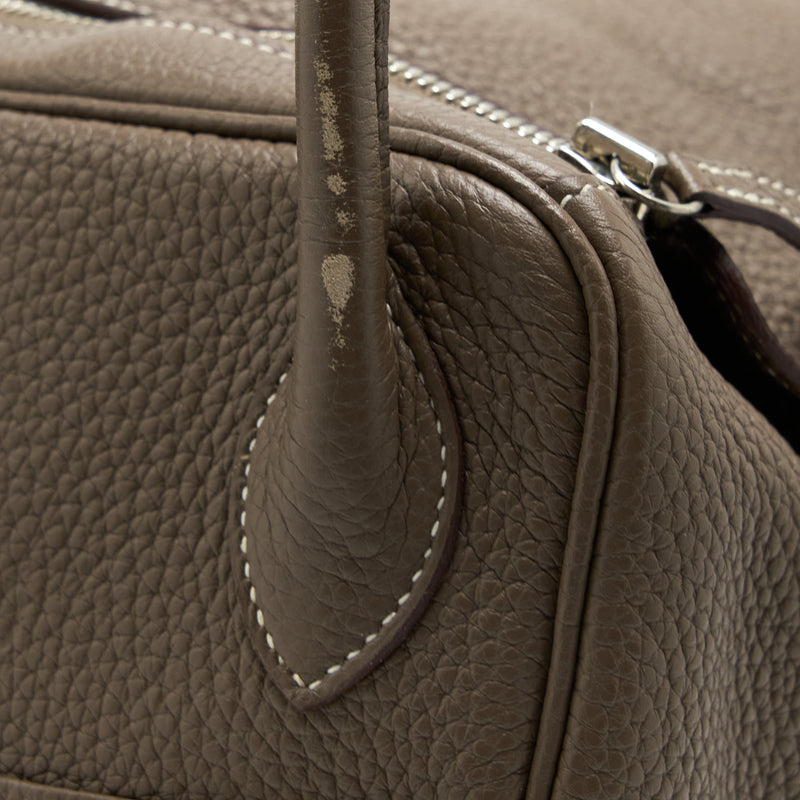 Hermes Lindy 34 Clemence Etoupe SHW Stamp Square Q