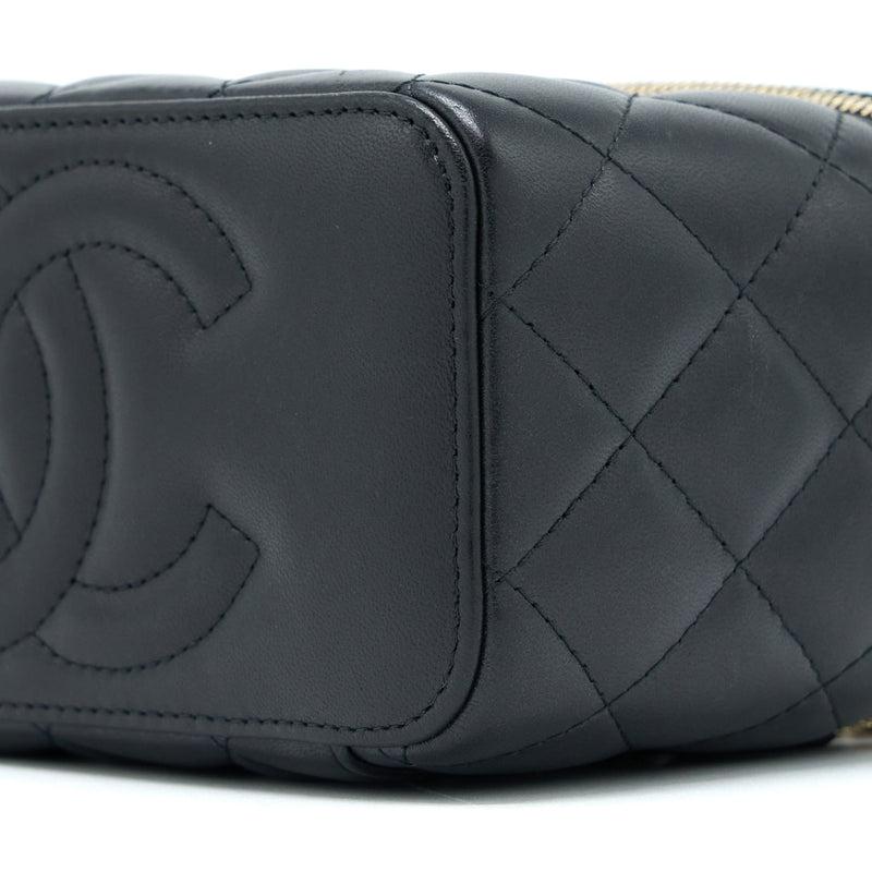 Chanel Pear Crush Long Vanity With Chain Lambskin Black GHW
