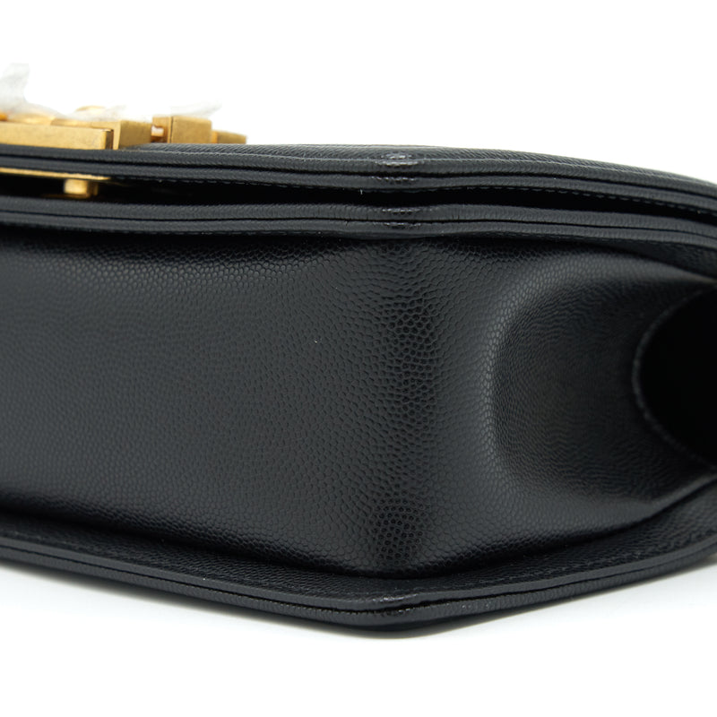 Chanel Small Boy Bag Caviar Black Brushed GHW (Microchip)