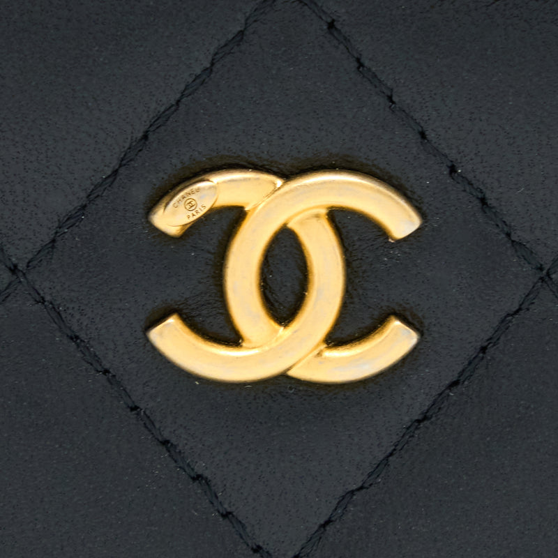 Chanel Pear Crush Long Vanity With Chain Lambskin Black GHW