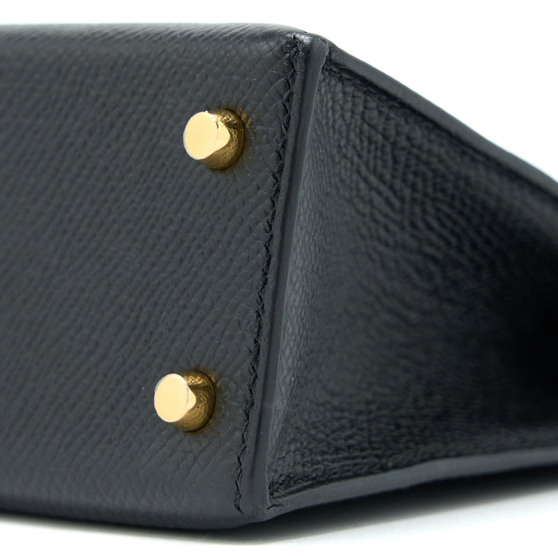 Hermes Mini Kelly II Epsom Black GHW Stamp C