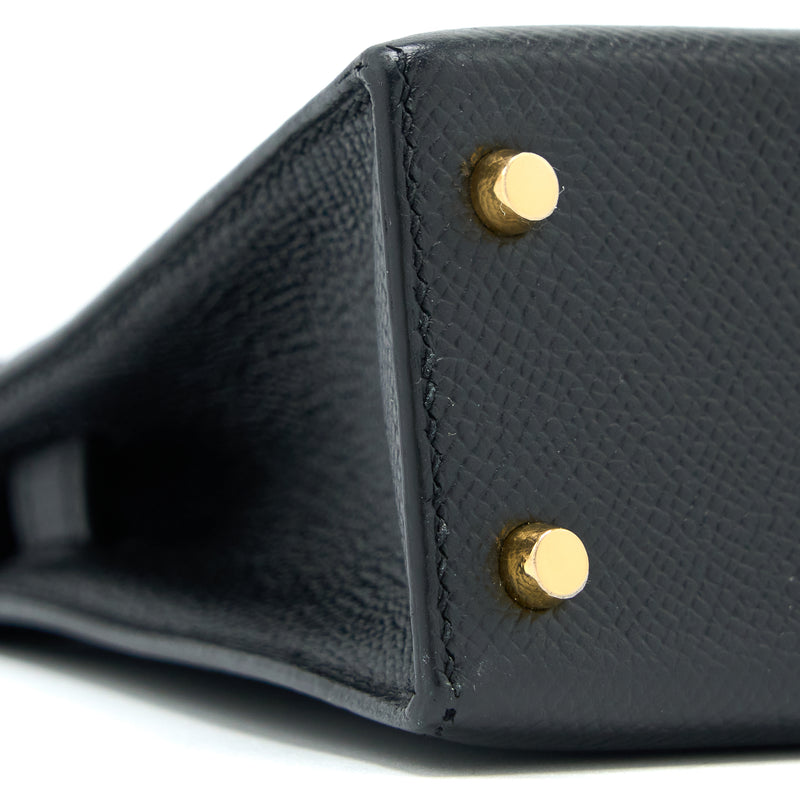 Hermes Mini Kelly II Epsom Black GHW Stamp C