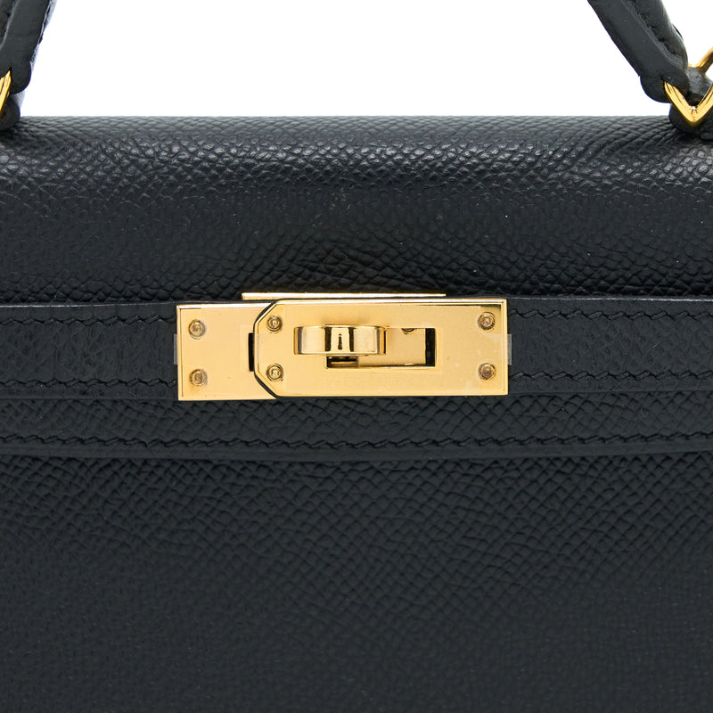 Hermes Mini Kelly II Epsom Black GHW Stamp C