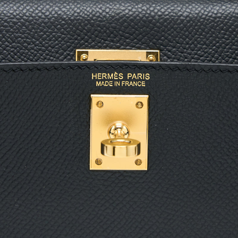 Hermes Mini Kelly II Epsom Black GHW Stamp C