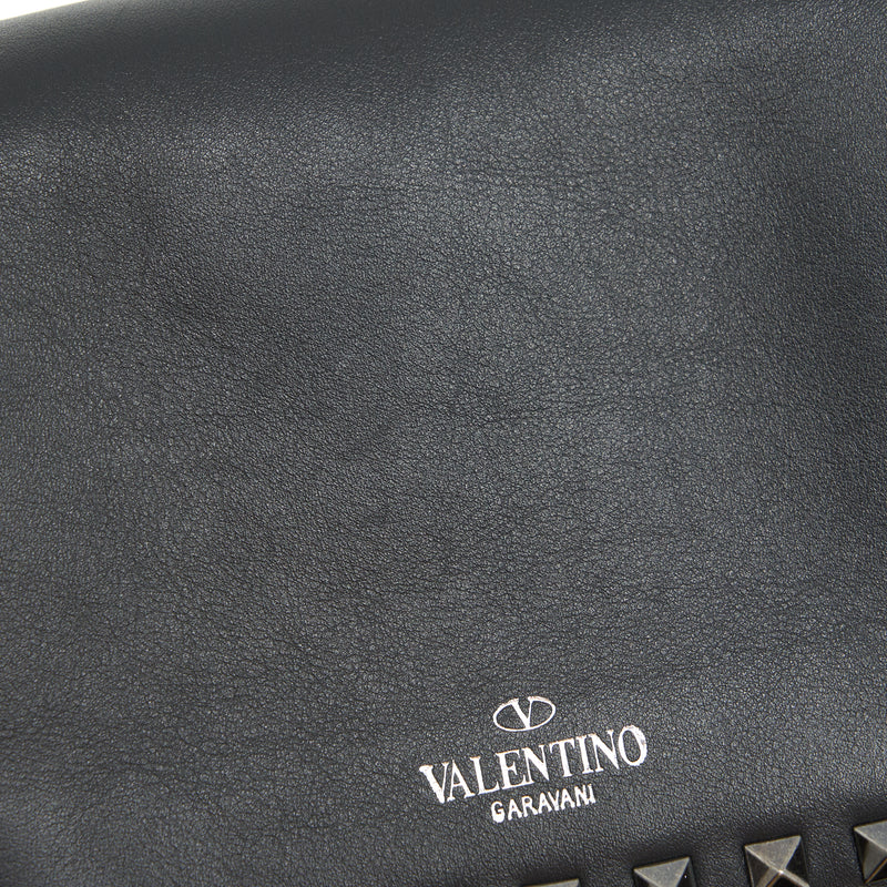 Valentino Garavani small Rockstud Grainy Calfskin Crossbody Bag Black SHW