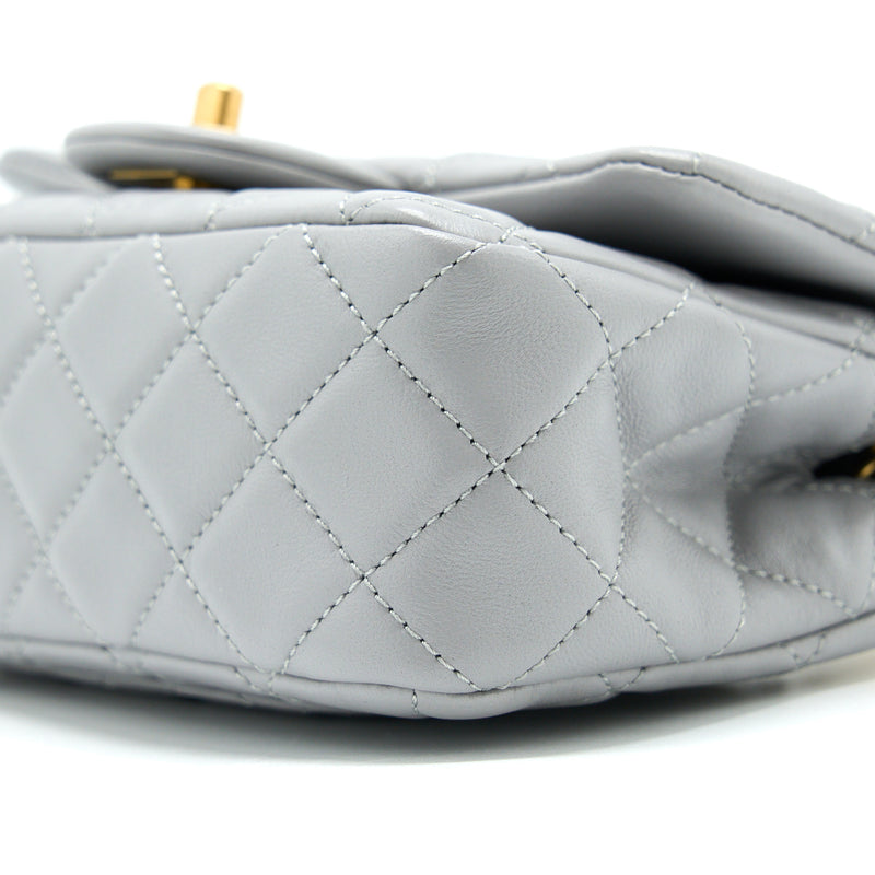 Chanel Pearl Crush Mini Square Flap Bag Lambskin Grey GHW