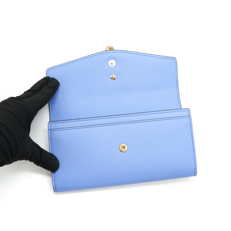Gucci Sylvie Leather Continental Long Wallet In Blue