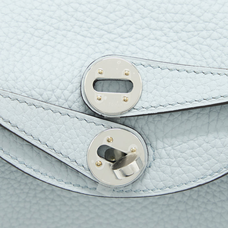 Hermes Mini Lindy Clemence Blue Pale SHW Stamp U