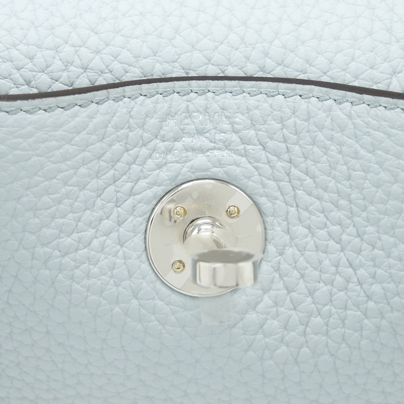 Hermes Mini Lindy Clemence Blue Pale SHW Stamp U