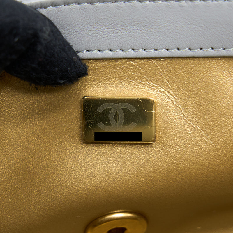 Chanel 21B Pearl Crush Mini Rectangular Flap Bag Lambskin Grey GHW (Microchip)