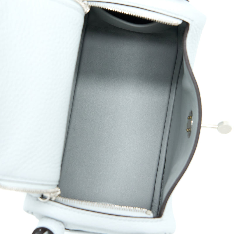 Hermes Mini Lindy Clemence Blue Pale SHW Stamp U