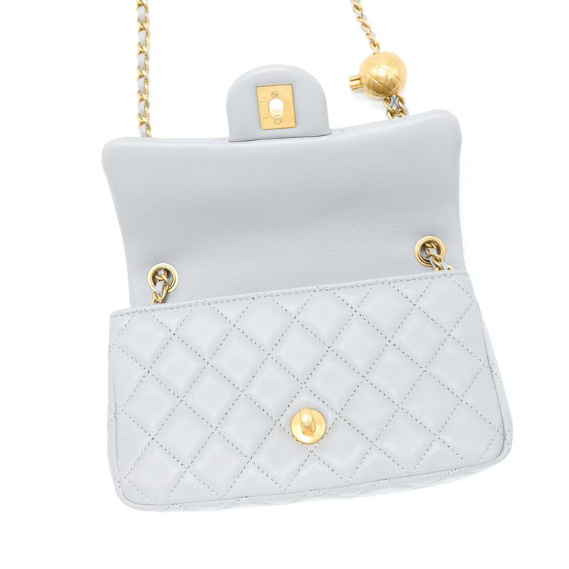 Chanel 21B Pearl Crush Mini Rectangular Flap Bag Lambskin Grey GHW (Microchip)
