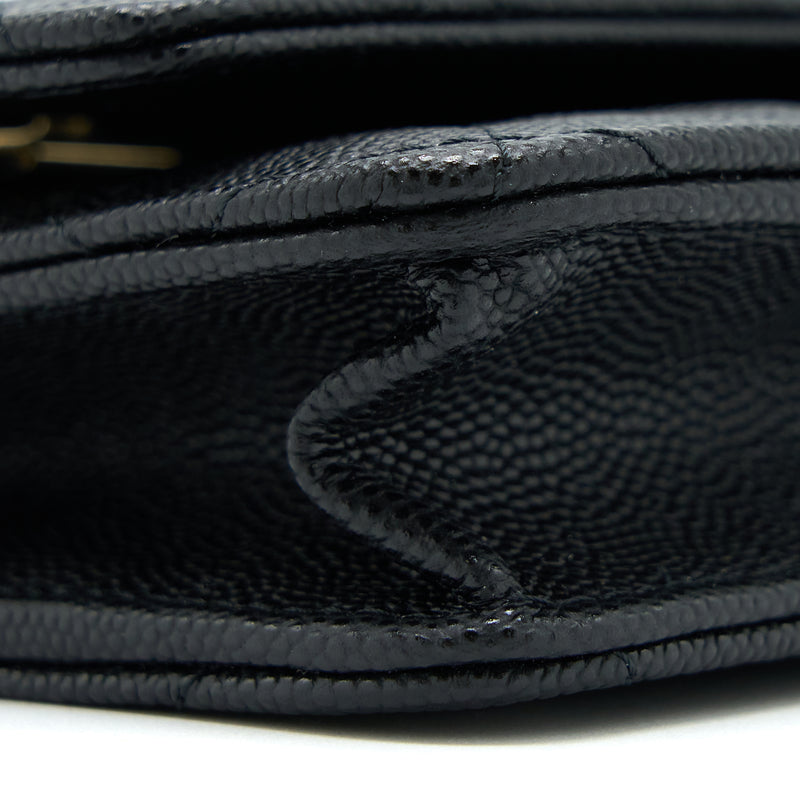 Chanel 23C Giant CC Logo Wallet on Chain Caviar Black LGHW (Microchip)