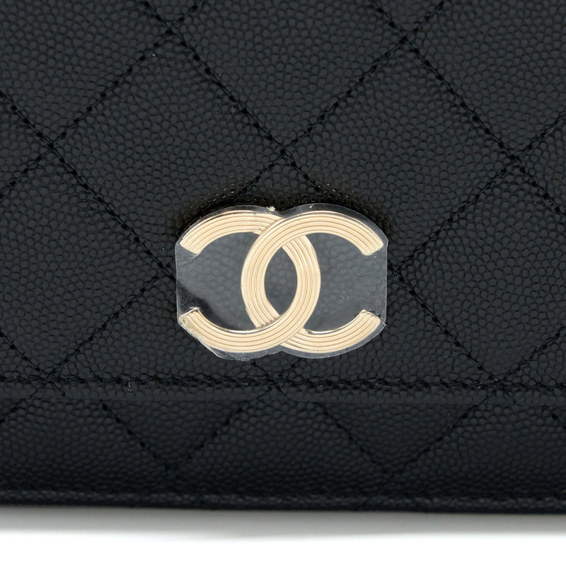 Chanel 23C Giant CC Logo Wallet on Chain Caviar Black LGHW (Microchip)