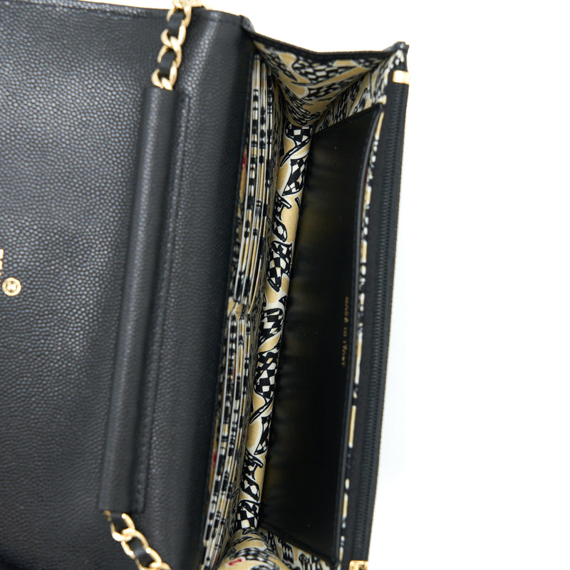 Chanel 23C Giant CC Logo Wallet on Chain Caviar Black LGHW (Microchip)
