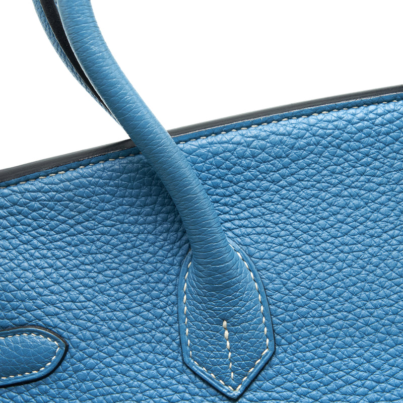 Hermes Birkin 35 Togo Blue Jeans SHW Stamp Square N