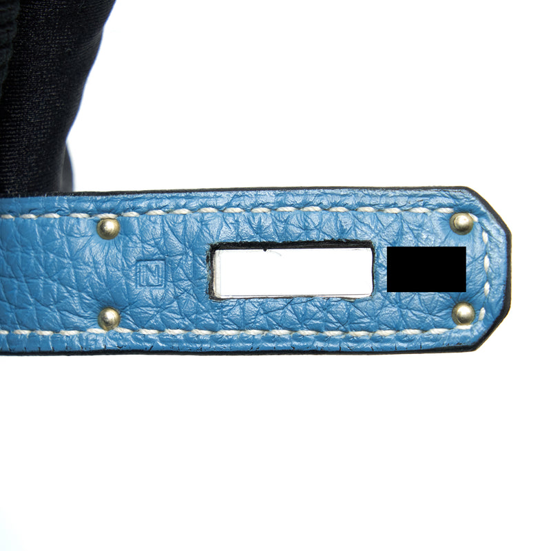 Hermes Birkin 35 Togo Blue Jeans SHW Stamp Square N