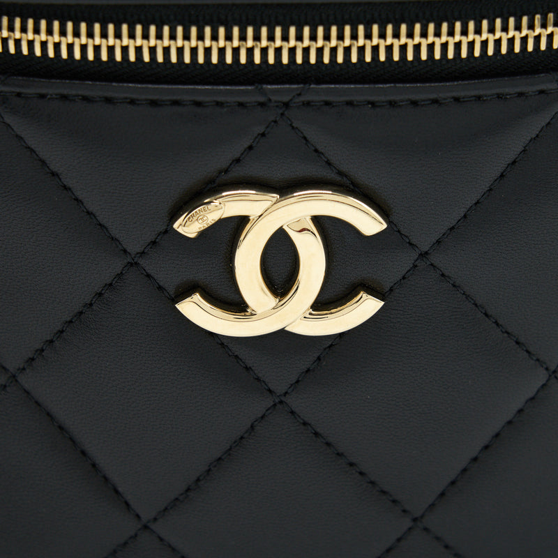 Chanel Trendy CC Round Vanity Case Crossbody Bag Lambskin Black LGHW