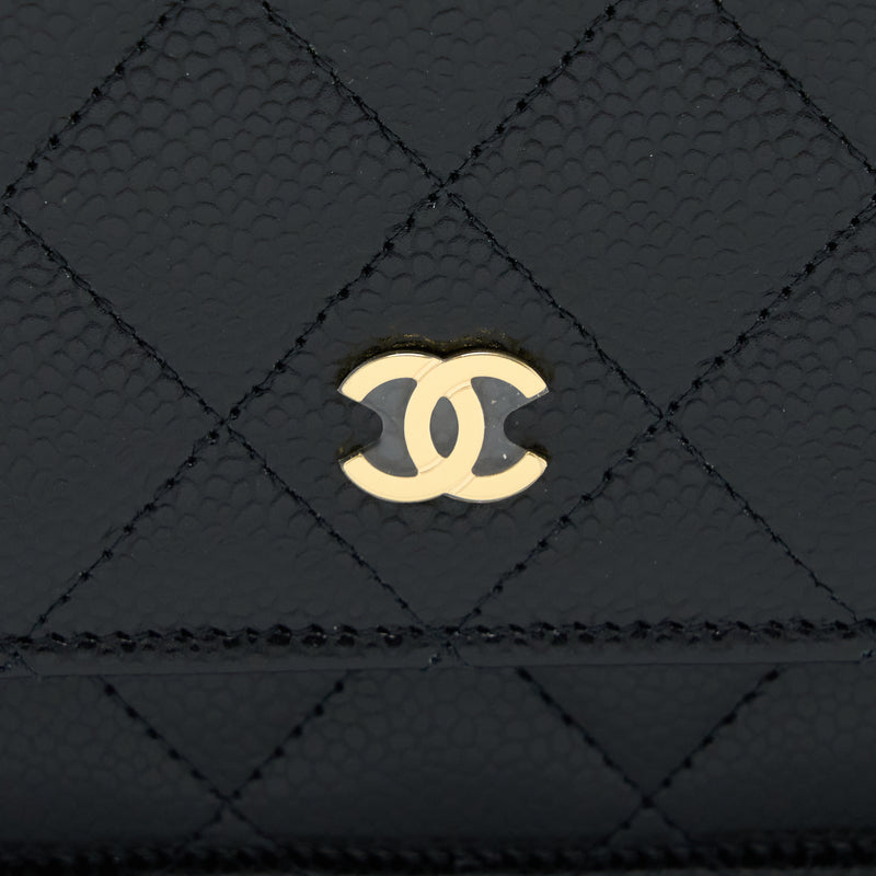 Chanel Classic Wallet On Chain Caviar Black GHW (Microchip)