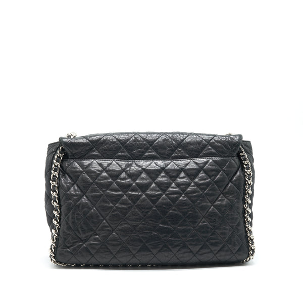 Chanel Quilted Leather With Chain Shoulder Bag XL Black SHW